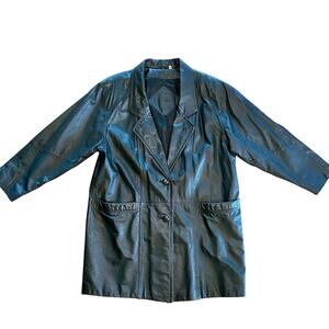 Vintage genuine leather jacket- black- women’s XL Preston & York